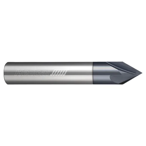 Helical Solutions 06348 | HCM60-40250 1/4" Cutter Head Diameter x 1/4" Shank x 2-1/2" OAL x 60 Degree Included Angle 4 Flute Aplus Coated Solid Carbide Chamfer Mill