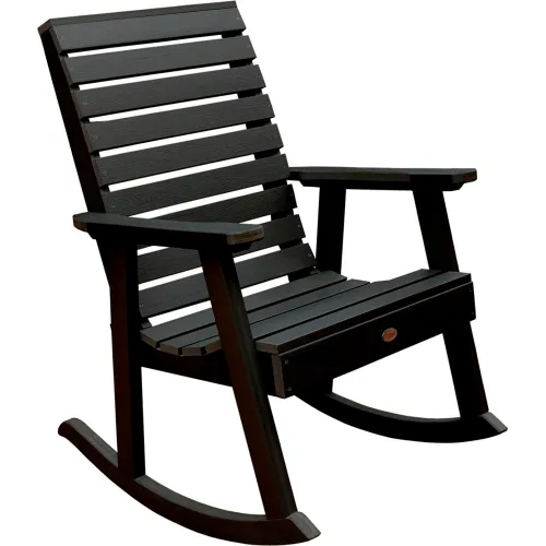 highwood® Weatherly Outdoor Rocking Chair, Eco Friendly Synthetic Wood In Black