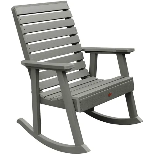highwood® Weatherly Outdoor Rocking Chair, Eco Friendly Synthetic Wood In Coastal Teak