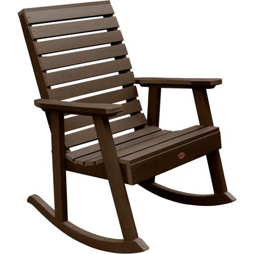 highwood® Weatherly Outdoor Rocking Chair, Eco Friendly Synthetic Wood In Weathered Acorn Color