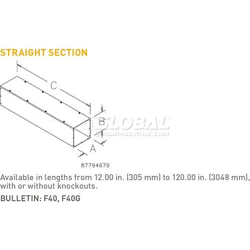 Hoffman F44T148GVPWK, Straight Section w/Knockout, Type 1, 4.00x4.00x48.00, Galv/Gray