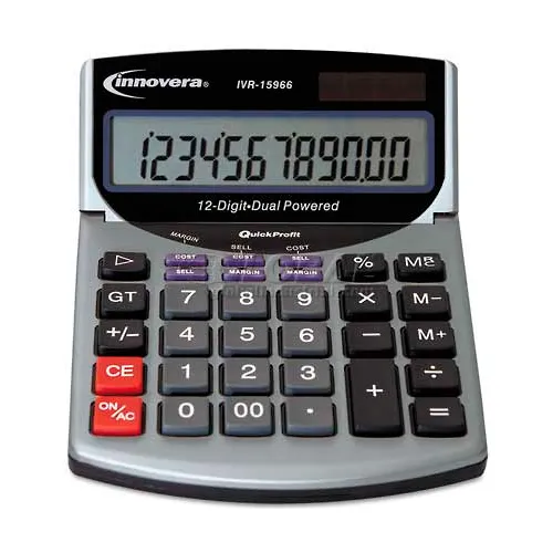 Innovera® 15968 Compact Desktop Calculator, 12-Digit LCD