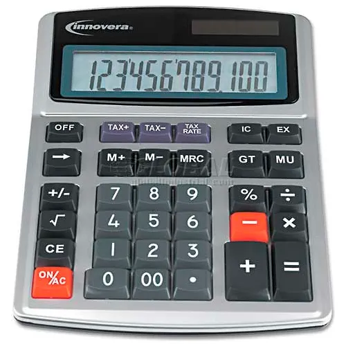 Innovera® 15971 Large Digit Commercial Calculator, 12-Digit LCD, Dual Power, Silver