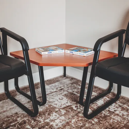 Interion® Corner End Table 30" x 30" Cherry Top