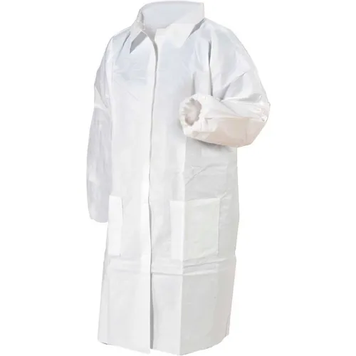 KeyGuard® Lab Coat, 3 Pockets, Elastic Wrists, Snap Front, Single Collar, White, 2XL, 30/Case