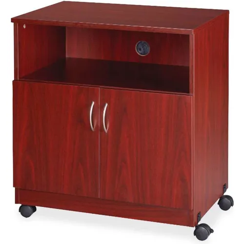 Lorell® Mobile Machine Stand with Shelf, 28" x 19-3/4" x 30-1/2", Mahogany