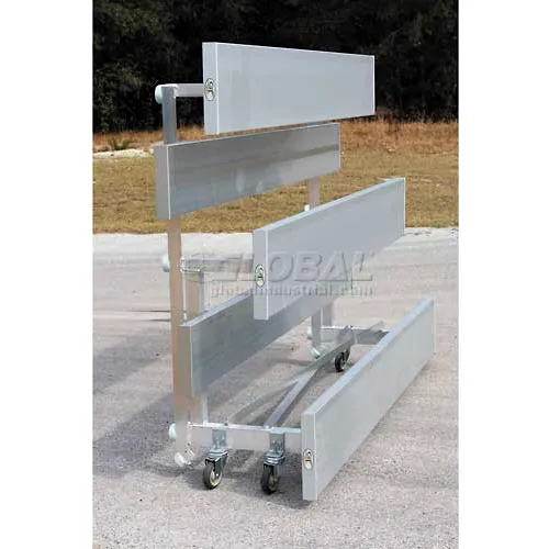 Low Rise Standard Series 4 Row Tip N Roll Aluminum Bleacher, 7-1/2' Long, Single Footboard