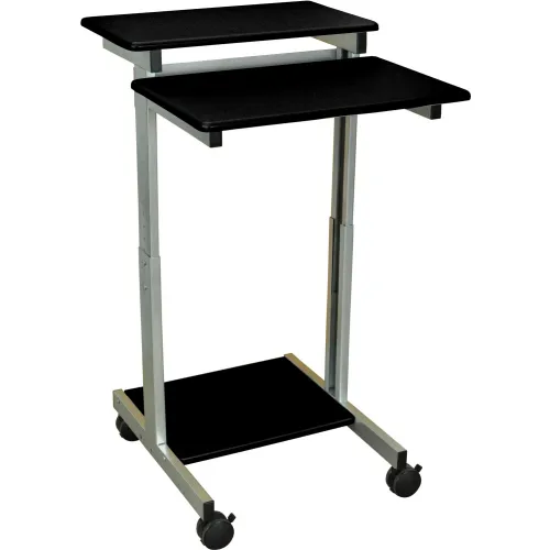 Luxor Mobile Stand-Up Presentation Station, 24"W x 29"D x 34"- 46"H, Black