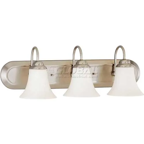 Nuvo 60/1834 Dupont-3 Light Vanity & Wall, Satin White, Brushed Nickel, 24"W X 8"H