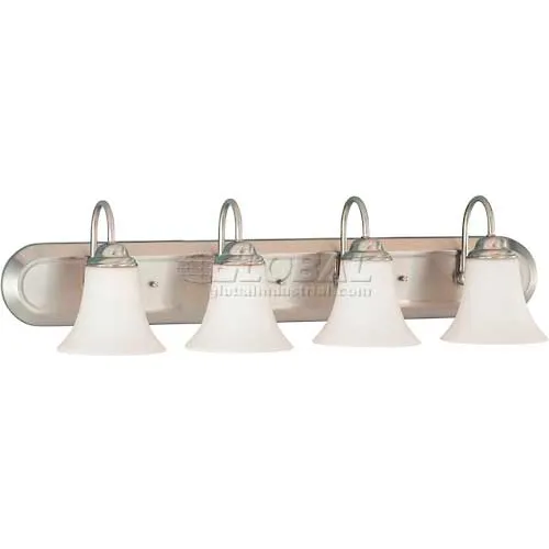 Nuvo 60/1835 Dupont-4 Light Vanity & Wall, Satin White, Brushed Nickel, 30"W X 8"H