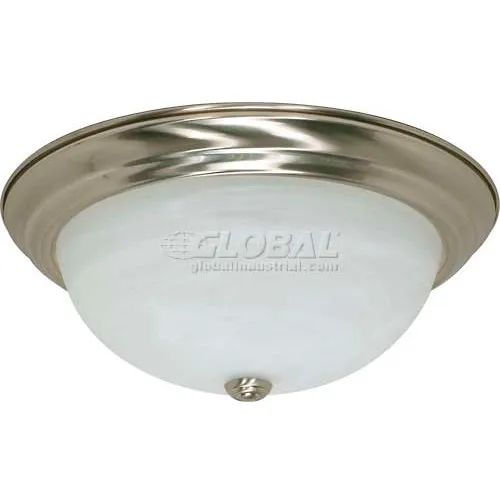 Nuvo 60/199, 3 Light-Ceiling-Flush Mount, Alabaster Glass, Brushed Nickel, 15.25"W X 6"H