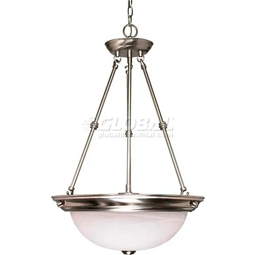 Nuvo 60/203, 3 Light-Pendant, Alabaster Glass, Brushed Nickel, 15"W X 23"H