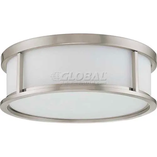 Nuvo 60/2864 Odeon-3 Light Ceiling, Satin White, Brushed Nickel, 17"W X 5.625"H