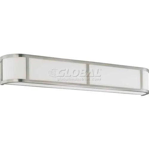 Nuvo 60/2875 Odeon-4 Light Vanity & Wall, Satin White, Brushed Nickel, 32"W X 5"H