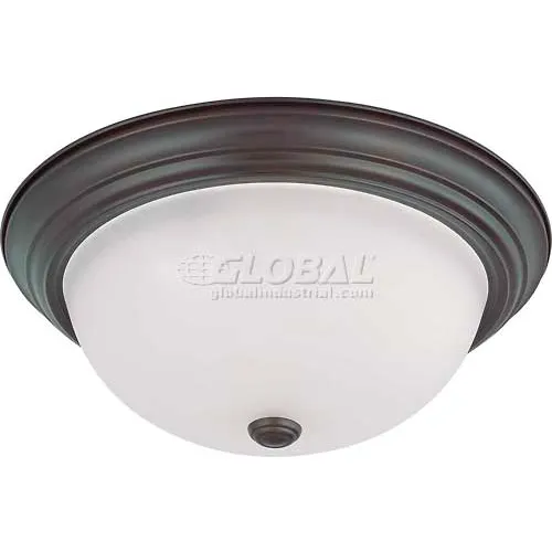 Nuvo 60/3147, 3 Light-Ceiling-Flush Mount, Frosted White, Mahogany Bronze, 15.25"W X 6"H