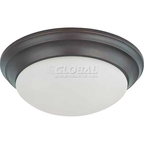 Nuvo 60/3176, 2 Light-Ceiling-Flush Mount, Frosted White, Mahogany Bronze, 14"W X 5.5"H
