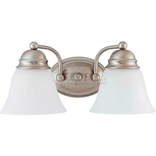 Nuvo 60/3265 Empire-2 Light Vanity & Wall, Frosted White, Brushed Nickel, 14.875"W X 6.125"H