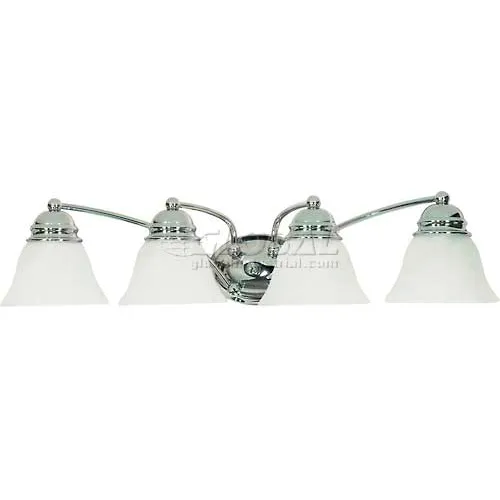 Nuvo 60/339 Empire-4 Light Vanity & Wall, Alabaster, Polished Chrome, 28.75"W X 6.125"H