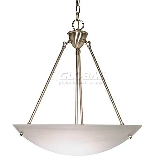 Nuvo 60/370, 3 Light-Pendant, Alabaster Bowl, Brushed Nickel, 22.5"W X 17.5"H