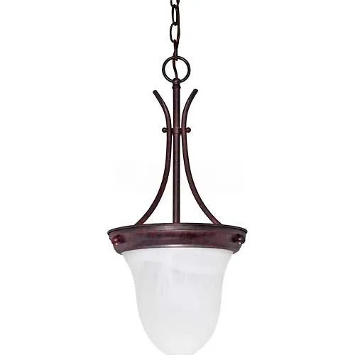 Nuvo 60/395, 1 Light-Pendant, Alabaster Bell, Old Bronze, 9.75"W X 20.5"H