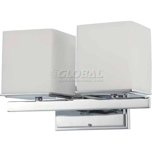 Nuvo 60/4082 Bento-2 Light Vanity & Wall, Satin White, Polished Chrome, 14.25"W X 9.25"H