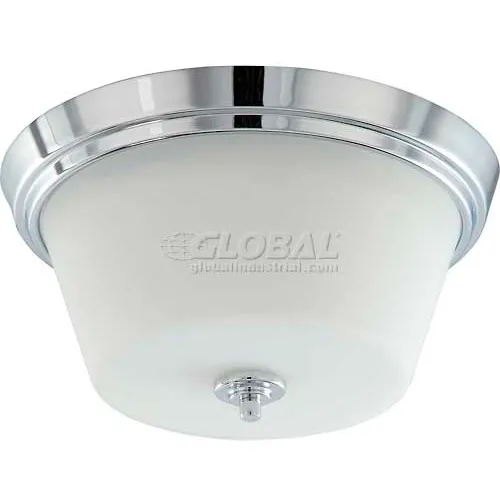 Nuvo 60/4088 Bento-2 Light Ceiling-Flush Fixt., Satin White, Polished Chrome, 13"W X 6.25"H