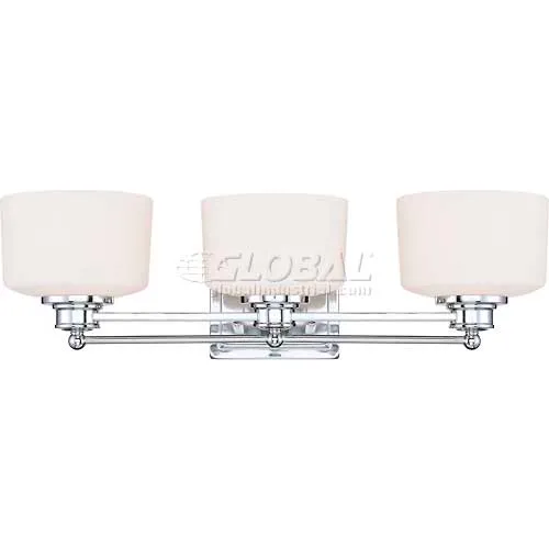 Nuvo 60/4583 Soho-3 Light Vanity Fixt., Satin White Glass, Polished Chrome, 25"W X 7.25"H
