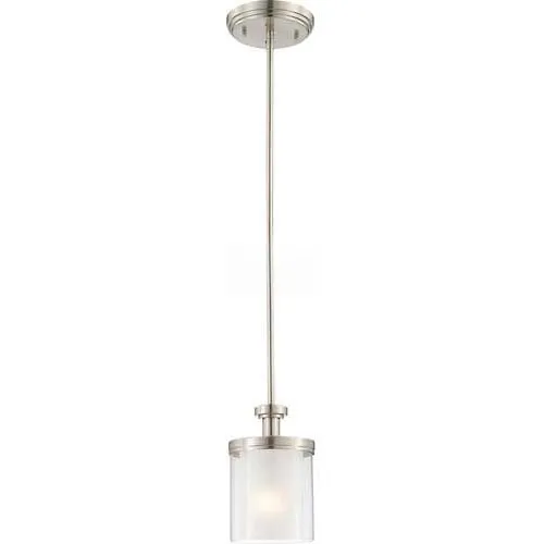 Nuvo 60/4648 Decker-1 Light Mini Pendant, Clear/Frosted Inner, 6"W X 34.75"H
