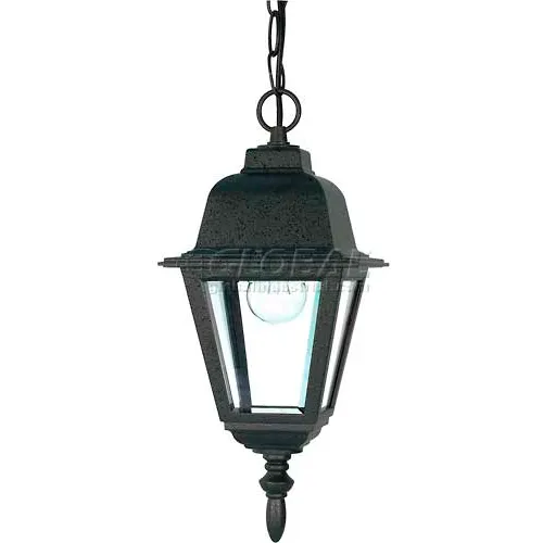 Nuvo 60/489 Briton-1 Light Hanging Lantern, Clear, Textured Black, 6"W X 9.5"H