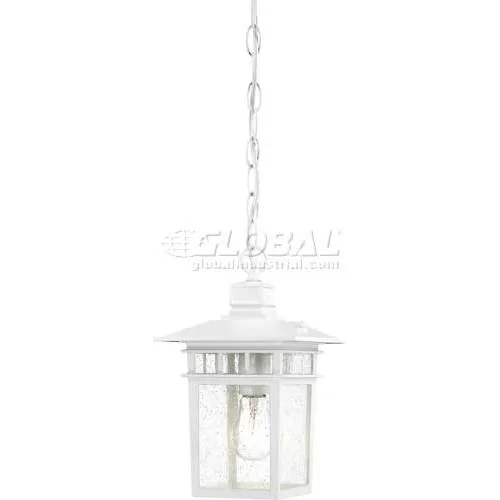 Nuvo 60/4954 Cove Neck-1 Light Outdoor Hang, Clear Seeded, White, 7"W X 12"H
