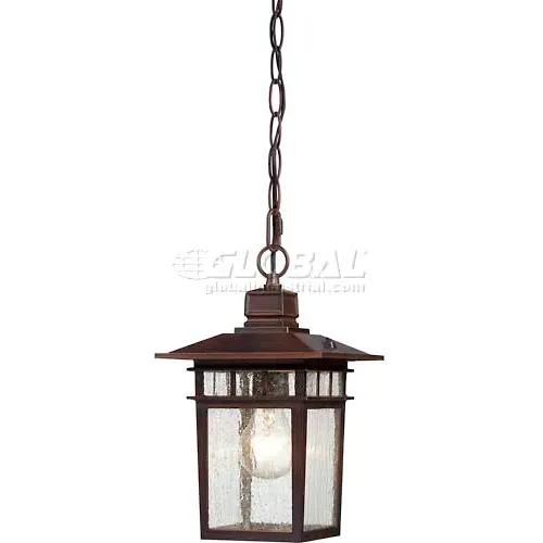 Nuvo 60/4955 Cove Neck-1 Light Outdoor Hang, Clear Seeded, Rustic Bronze, 7"W X 12"H