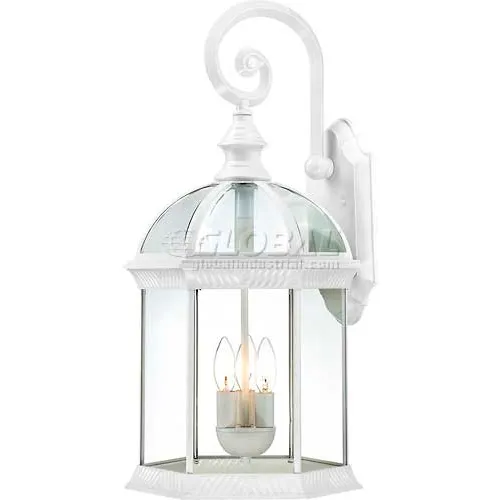 Nuvo 60/4967 Boxwood-3 Light Outdoor Wall, Clear Beveled, White, 13"W X 26.25"H