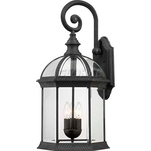 Nuvo 60/4969 Boxwood-3 Light Outdoor Wall, Clear Beveled, Textured Black, 13"W X 26.25"H
