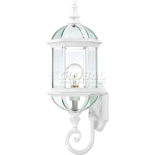 Nuvo 60/4971 Boxwood-1 Light Outdoor Wall, Clear Beveled, White, 8"W X 22"H