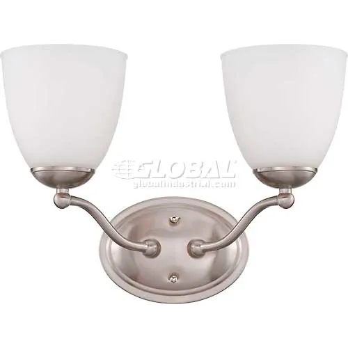 Nuvo 60/5032 Patton-2 Light Vanity & Wall, Frosted, Brushed Nickel, 15"W X 11"H
