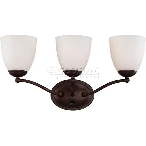 Nuvo 60/5133 Patton-3 Light Vanity & Wall, Frosted, Prairie Bronze, 21"W X 10"H
