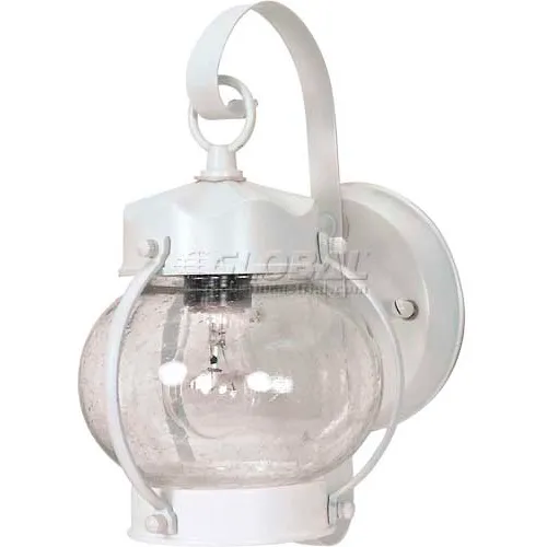 Nuvo 60/630, 1 Light-Wall Lantern-Onion Lantern W/Clear Seed Glass, White, 6"W X 10.625"H