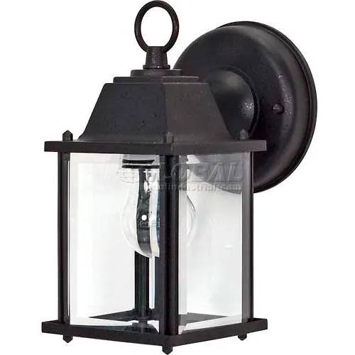 Nuvo 60/638, 1 Light-Cube Lantern, Clear Beveled Glass, Textured Black, 4.375"W X 8.625"H