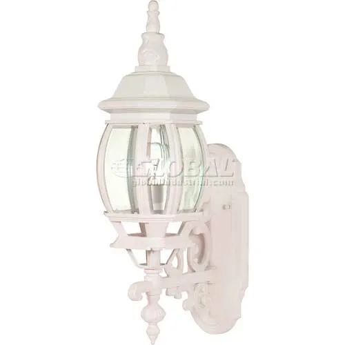 Nuvo 60/885 Central Park-1 Light Wall Lantern W/Clear Beveled Glass, White, 6"W X 20"H