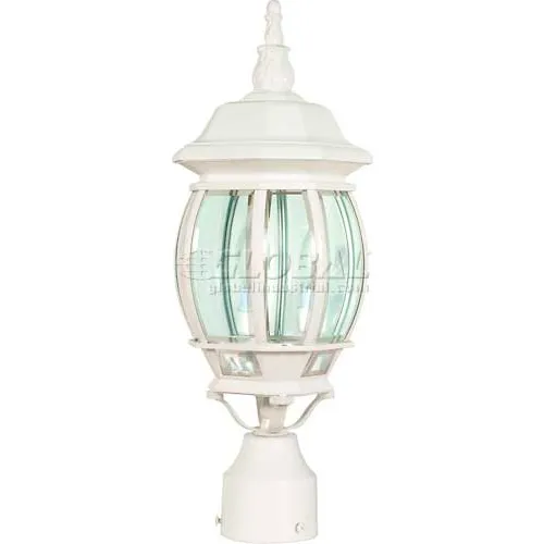 Nuvo 60/897-Central Park-3 Light Clear Beveled panels, White, 7.375"W X 21"H