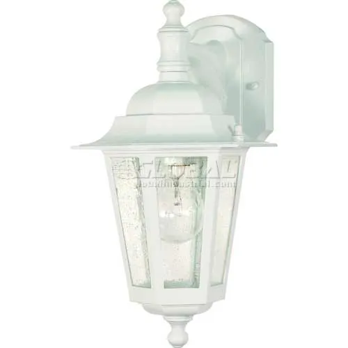 Nuvo 60/988 Cornerstone-1 Light Wall Lantern, Arm Down W/Clear Seed Glass, White, 7"W X 13"H