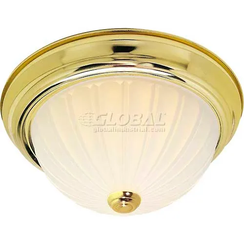 Nuvo 76/128, 3 Light-Ceiling-Flush Mount, Frosted Melon, Polished Brass, 15.25"W X 6"H