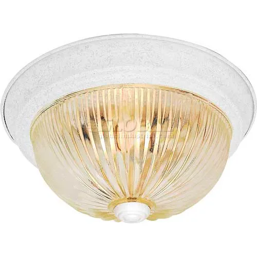 Nuvo 76/193, 3 Light-Ceiling-Flush Mount, Clear Ribbed, Textured White, 15.25"W X 6"H