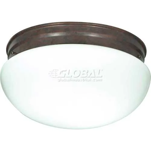 Nuvo 76/604, 2 Light-Ceiling-Flush Mount, Large White Mushroom, Old Bronze, 12"W X 6"H