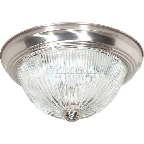 Nuvo 76/610, 2 Light-Ceiling-Flush Mount, Clear Ribbed, Brushed Nickel, 13.25"W X 5.375"H