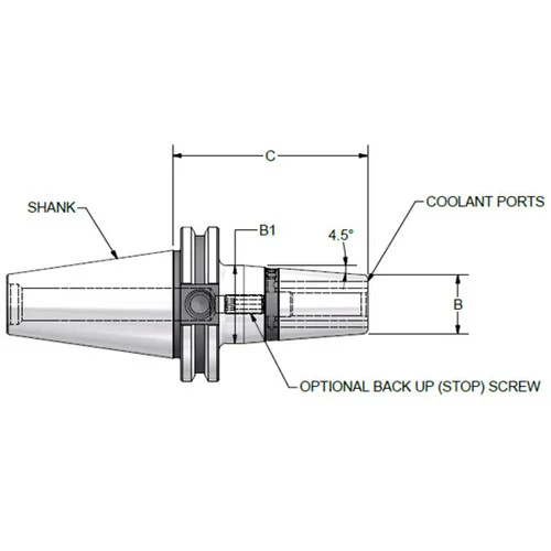 Parlec C50A-10SF512-9C | 1" Hole Diameter x 5.12" Projection CAT50 1.73" Nose Diameter 25,000 RPM Through Coolant Shrink Fit Tool Holder & Adapter