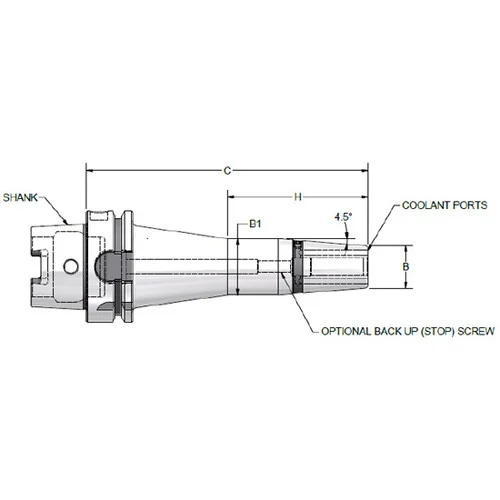 Parlec H63A-M20SF160-9C | 20.00mm Hole Diameter x 160.00mm Projection HSK63A 27.00mm Nose Diameter 25,000 RPM Through Coolant Shrink Fit Tool Holder & Adapter