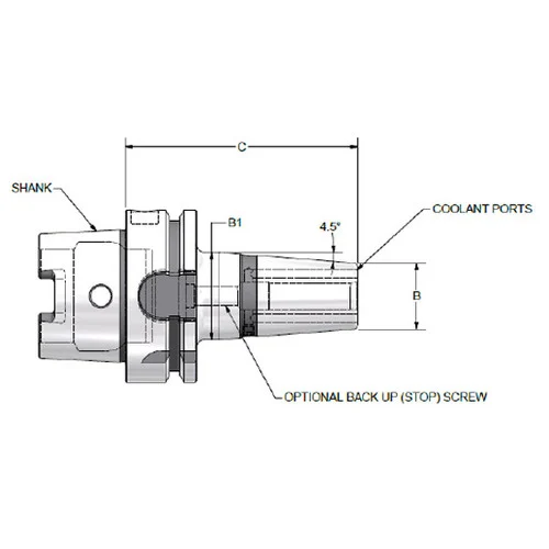 Parlec H63A-M32SF160-9C | 32.00mm Hole Diameter x 160.00mm Projection HSK63A 44.00mm Nose Diameter 25,000 RPM Through Coolant Shrink Fit Tool Holder & Adapter
