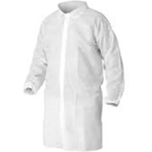 Polypropylene Lab Coat No Pockets Elastic Wrists Touch Fastener Closure Single Collar 2XL 30/CS