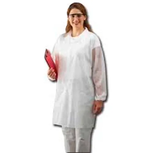 Polypropylene Lab Coat, No Pockets, Open Wrists, Snap Front, Single Collar, White, 4XL, 30/CS